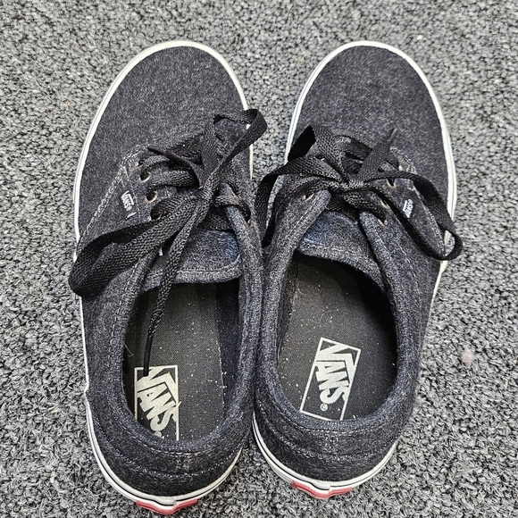 Vans Black Fabric Low Profile Skater Lace Up Sneakers Size Y5.5 - Picture 6 of 8